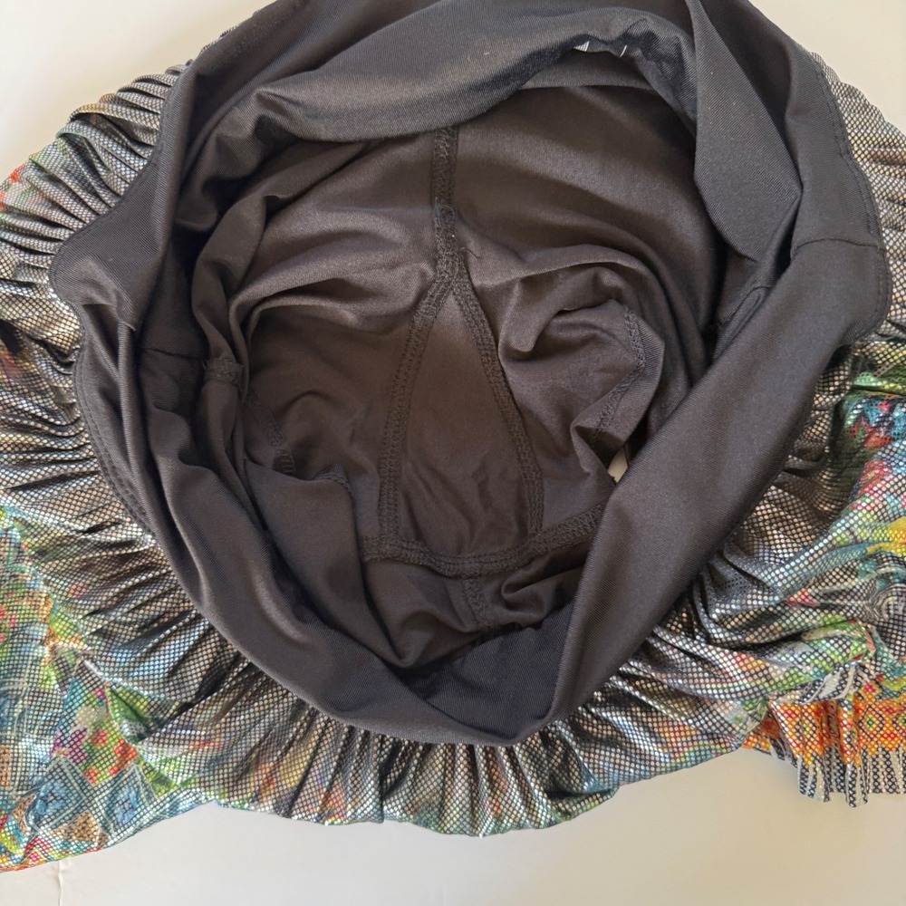 Lucky in Love Womens Metallic Pleated Tennis Skort Black Floral Size S Athletic‎ - Picture 10 of 10